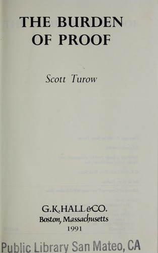 Scott Turow: The Burden of Proof (G.K. Hall Large Print Book Series) (1991, G K Hall & Co)