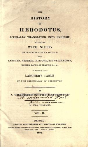 Herodotus: The history of Herodotus (1824, Talboys and Wheeler)