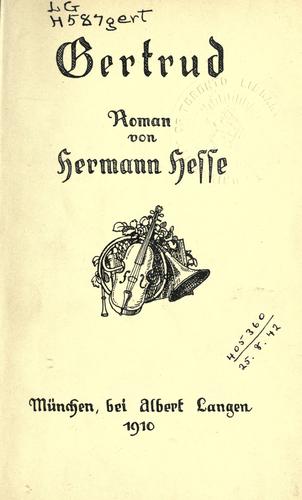 Herman Hesse: Gertrud (German language, 1910, Langen)