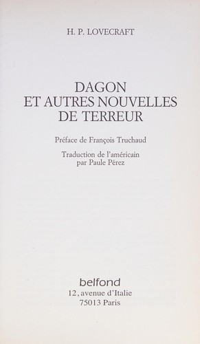 H. P. Lovecraft: Dagon et autres nouvelles de terreur (Paperback, French language, 1998, Belfond)