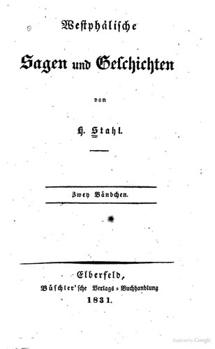 H. Stahl: Westphälische Sagen und Geschichten (1831, Büschler'sche Verlags-Buchhandlung)