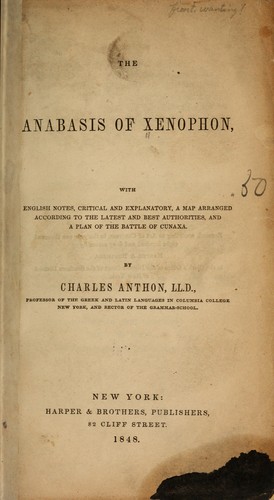 Xenophon: The Anabasis of Xenophon (Ancient Greek language, 1848, Harper)