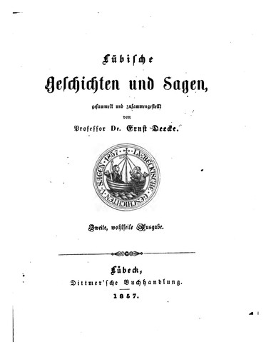 Lübische Geschichten und Sagen. (German language, 1956)