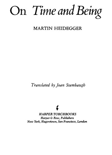 Martin Heidegger: On Time and Being (Paperback, Harpercollins (Short Disc))