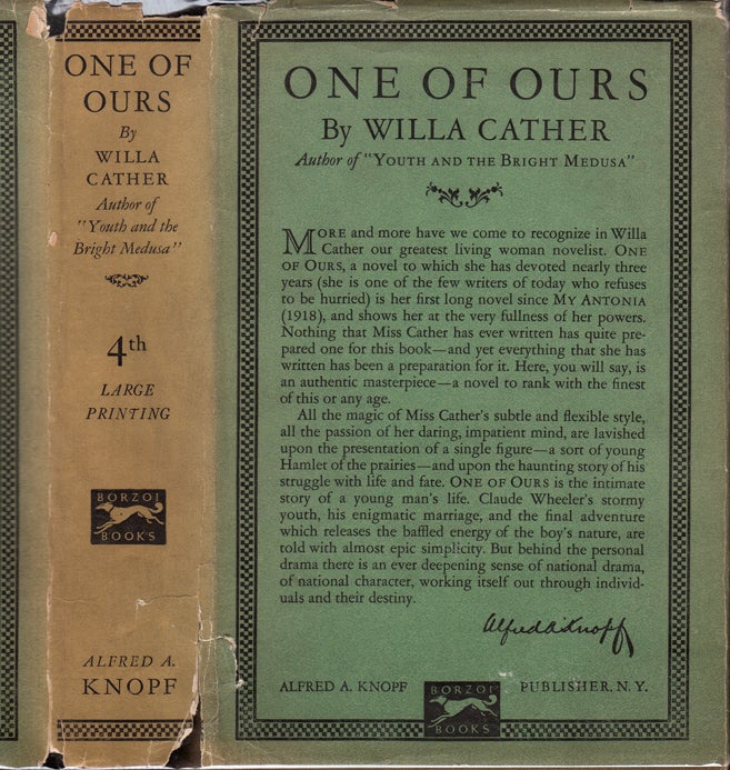 Willa Cather: One of Ours (Hardcover, 1922, Alfred A. Knopf)