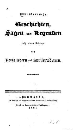 Anonymous: Münsterische Geschichten, Sagen und Legenden 1825 (German language, 2023, Creative Media Partners, LLC)