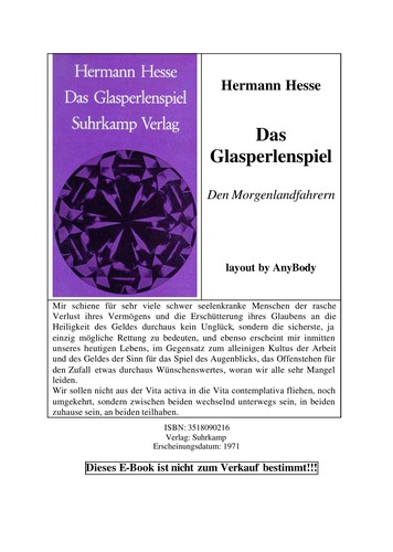 Herman Hesse: Das Glasperlenspiel (German language, 1983, Suhrkamp)