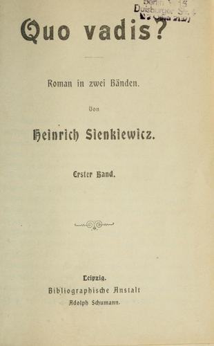 Henryk Sienkiewicz: Quo vadis? (German language, 1900, Bibliographische Anstalt)