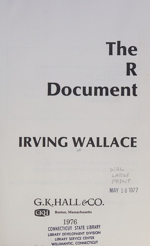 Irving Wallace: The R document (1976, G. K. Hall)