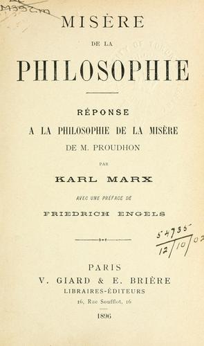 Karl Marx: Misère de la philosophie. (French language, 1896, Giard)