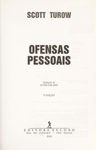 Scott Turow: Ofensas Pessoais (Paperback, Portuguese language, 2000, Record)