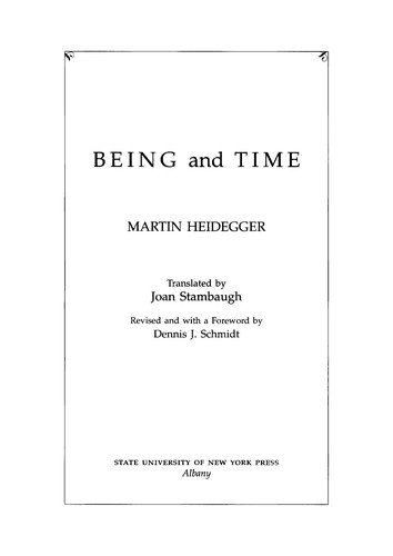 Martin Heidegger: Being and time (2010, State University of New York Press)