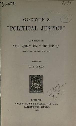 William Godwin: Godwin's "Political justice" (1890, Sonnenschein)