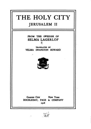 Selma Lagerlöf, Velma Swanston Howard: Jerusalem (1918, Doubleday, Doran)